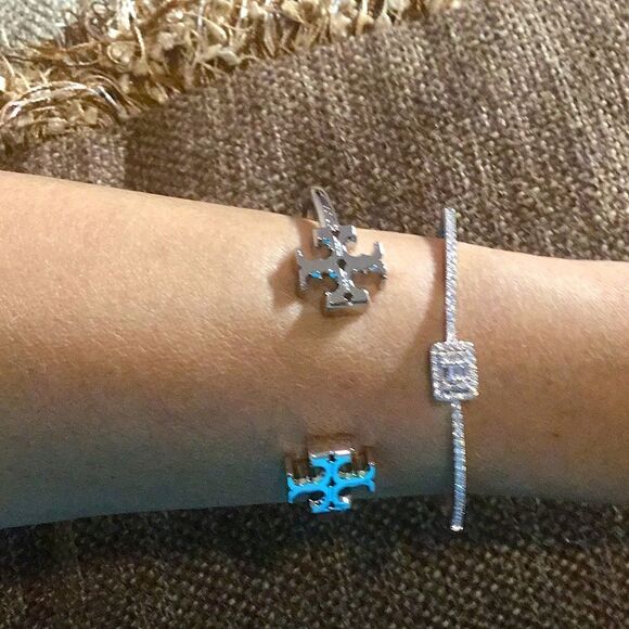 TORY BURCH KIRA SILVER CUFF BRACELET - Picture 1 of 5